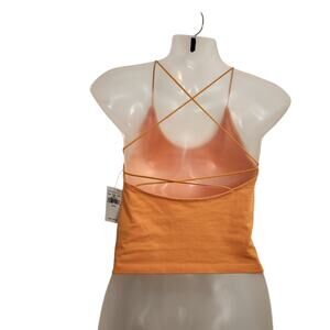American Eagle AE Strappy Go Lucky Orange Tank Top Criss Cross Backless Medium